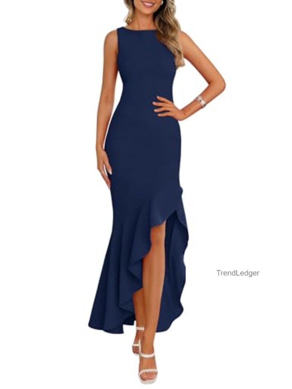 Sleeveless Mermaid Maxi Dress Side Split Wedding Guest Cocktail Formal Gown